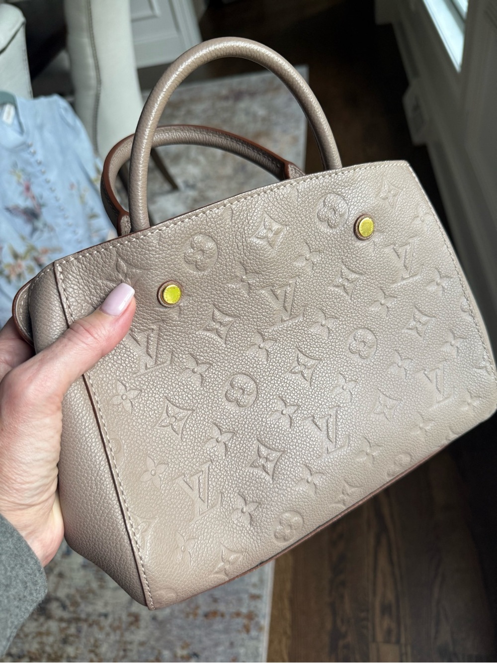 NWT!! Louis Vuitton Monogram Empreinte Handle Satchel/Crossbody. Neutral/taupe - Picture 3 of 15